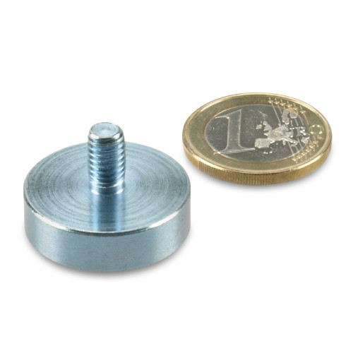 Magnete con base in neodimio Ø 25,0 x 7,0 mm, filettatura M6x10, aderenza 15 kg