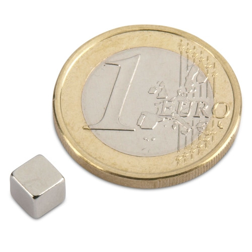 Cubo magnetico 5,0 x 5,0 x 5,0 mm N42 nichel - aderenza 1,5 kg