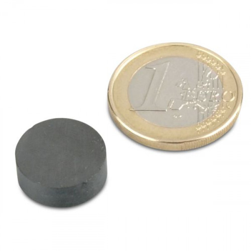 Disco magnetico Ø 15,0 x 5,0 mm Y35 ferrite - aderenza 550 g