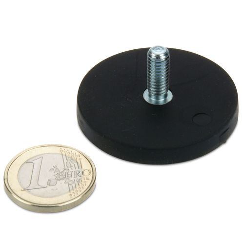 Sistema magnetico Ø 43 mm gommato con filetto M6x15 - aderenza 10 kg