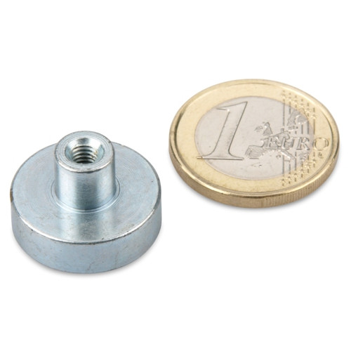 Magnete con base in neodimio Ø 20,0 x 6,0 mm con boccola filettata M4 aderenza 14 kg