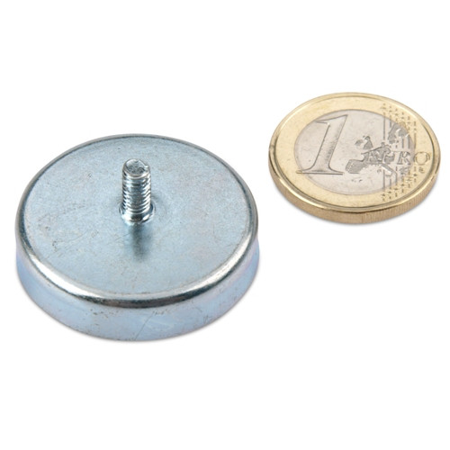 Magnete con base in ferrite Ø 32,0 x 7,0 mm, filettatura M4x8, aderenza 8 kg