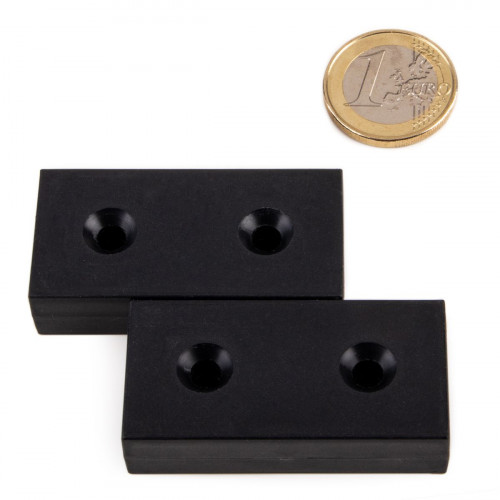 Magnete al neodimio 50,8 x 25,4 x 12,7 mm Rivestimento in plastica 2 fori svasati