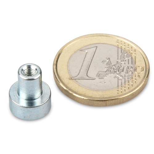 Magnete con base in neodimio Ø 10,0 x 4,5 mm con boccola filettata M3 aderenza 2,5 kg