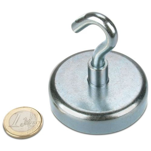 Gancio magnetico Ø 60 mm NEODIMIO - zinco - aderenza 110 kg