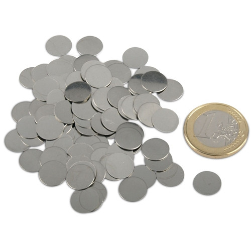 100 dischi in metallo / piastre in metallo Ø 10 mm con punti adesivi