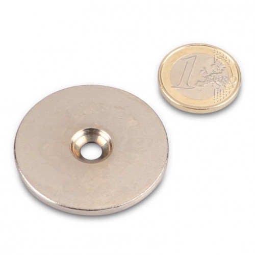 Disco in metallo Ø 42 mm con foro e svasatura nichel
