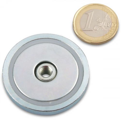 Magnete con base in neodimio Ø 42,0 x 8,0 mm, filettatura interna M6, aderenza 40 kg