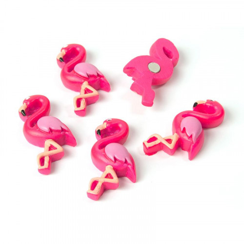 Magneti decorativi FLAMINGO - Set con 5 uccelli magnetici rosa