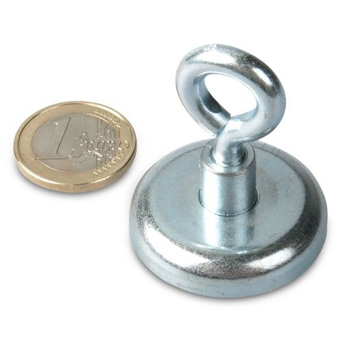 Magnete con occhiello Ø 36 mm NEODIMIO - zinco - aderenza 41 kg