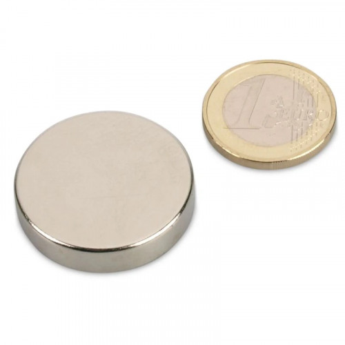 Disco magnetico Ø 30,0 x 7,0 mm N42 nichel - aderenza 14 kg