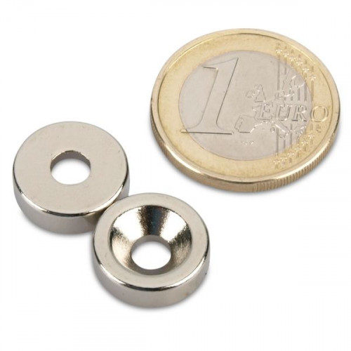 Anello magnetico Ø 14,0 x 4,5 x 4,5 mm N35 nichel con foro svasato