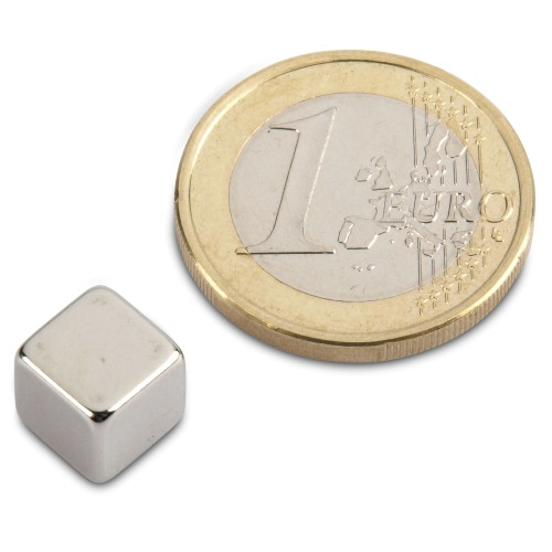 Cubo magnetico 8,0 x 8,0 x 8,0 mm N40 nichel - aderenza 4 kg
