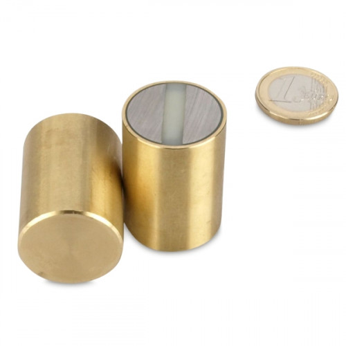 SmCo Magnete cilindrico con base Ø 25 x 35 mm, ottone, tolleranza h6 - 40,8 kg