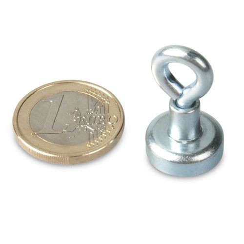 Magnete con occhiello Ø 16 mm NEODIMIO - zinco - aderenza 6 kg