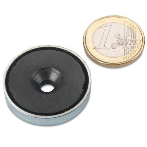 Magnete con base in ferrite Ø 32,0 x 7,0 mm con svasatura, aderenza 7,2 kg