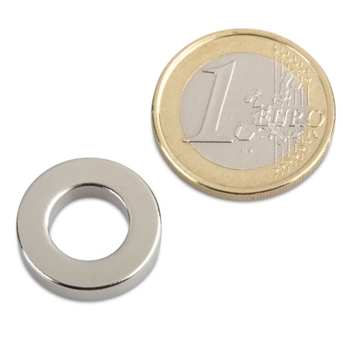 Anello magnetico Ø 18,0 x 10,0 x 4,0 mm N40 nichel - aderenza 4,4 kg