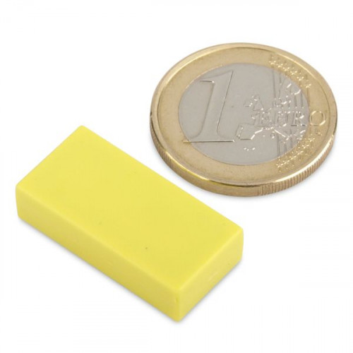 Magnete al neodimio 25,4 x 12,7 x 6,3 mm con rivestimento in plastica - giallo - 3,8 kg