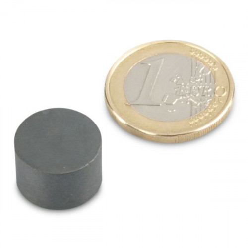 Disco magnetico Ø 15,0 x 10,0 mm Y35 ferrite - aderenza 750 g