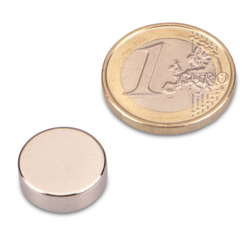 Disco magnetico Ø 15,0 x 5,0 mm N40 nichel - aderenza 4,8 kg