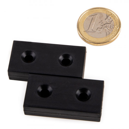 Magnete al neodimio 38,1 x 19,0 x 9,5 mm Rivestimento in plastica 2 fori svasati