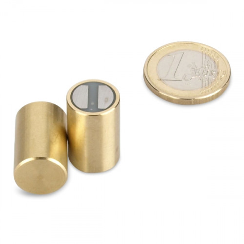 SmCo Magnete cilindrico con base Ø 13 x 20 mm, ottone, tolleranza h6 - 6,1 kg