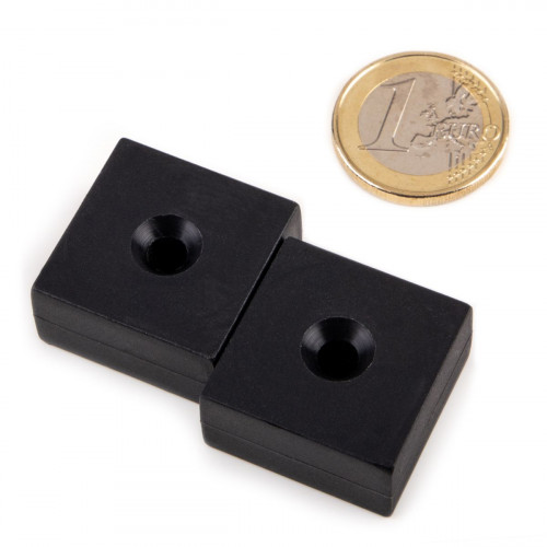 Magnete al neodimio 25,4 x 25,4 x 12,7 mm Rivestimento in plastica 1 foro svasato