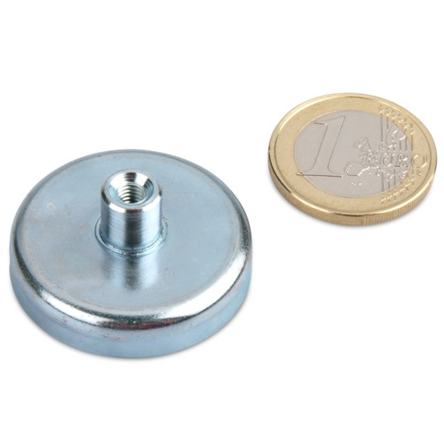 Magnete con base in ferrite Ø 32,0 x 7,0 mm, filettatura interna M4, 8,1 kg