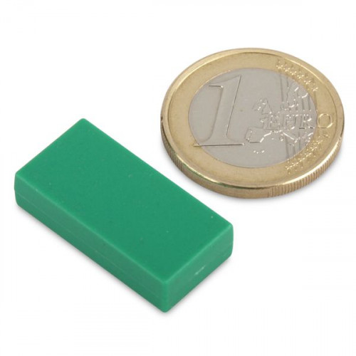 Magnete al neodimio 25,4 x 12,7 x 6,3 m con rivestimento in plastica - verde - 3,8 kg