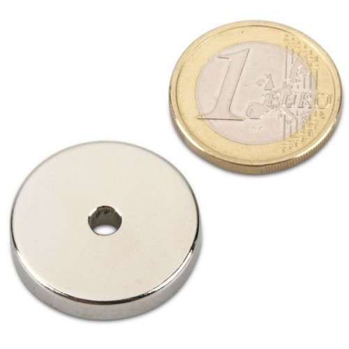 Anello magnetico Ø 25,0 x 4,0 x 5,0 mm N45 nichel - aderenza 9,5 kg