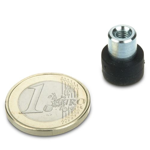 Sistema magnetico Ø 12 mm gommato con boccola M4 - aderenza 1,3 kg