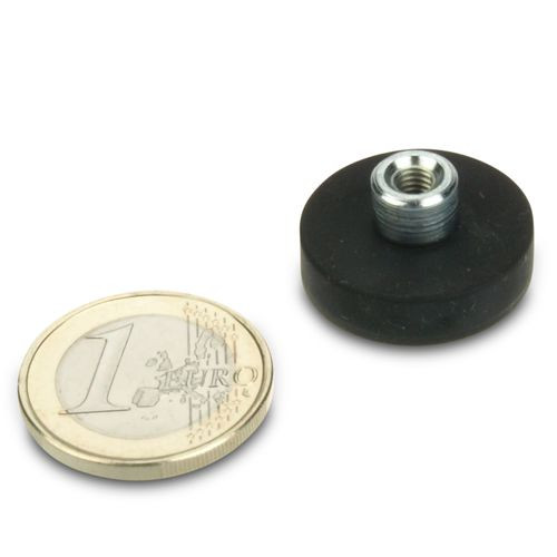Sistema magnetico Ø 22 mm gommato con boccola M4 - aderenza 5,8 kg
