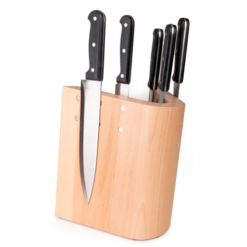 Ceppo magnetico per coltelli in legno di faggio "curva" per max. 10 coltelli da chef