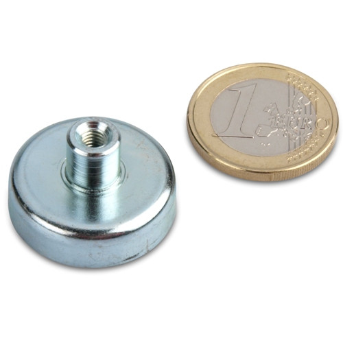 Magnete con base in ferrite Ø 25,0 x 7,0 mm, filettatura interna M4, 4 kg