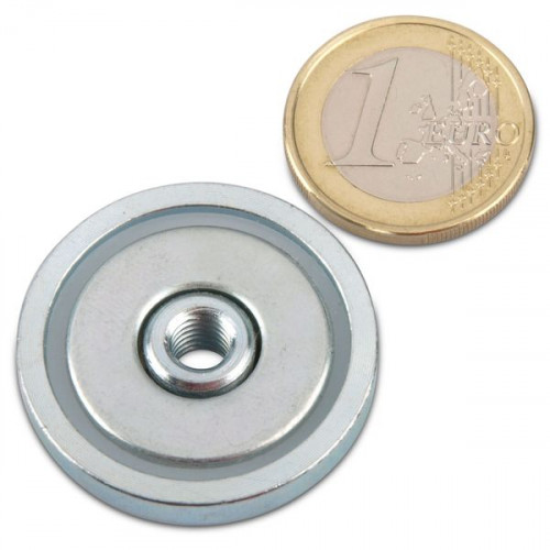 Magnete con base in neodimio Ø 32,0 x 7,0 mm, filettatura interna M6, aderenza 26 kg