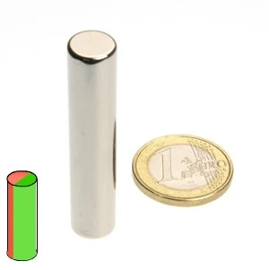 Cilindro magnetico Ø 10,0 x 50,0 mm N52 nichel - diametrale