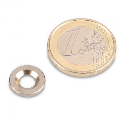 Disco in metallo Ø 12 mm con foro e svasatura nichel