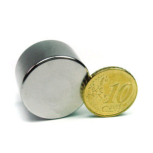 Disco magnetico Ø 25,0 x 15,0 mm N50 nichel - aderenza 27 kg