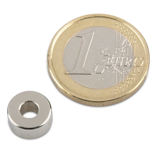 Anello magnetico Ø 10,0 x 4,0 x 5,0 mm N42 nichel - aderenza 2,2 kg