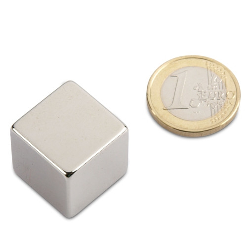 Cubo magnetico 20,0 x 20,0 x 20,0 mm N45 nichel - aderenza 25 kg