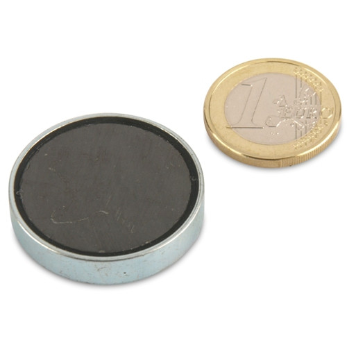 Magnete con base in ferrite Ø 32,0 x 7,0 mm, zinco - aderenza 8 kg