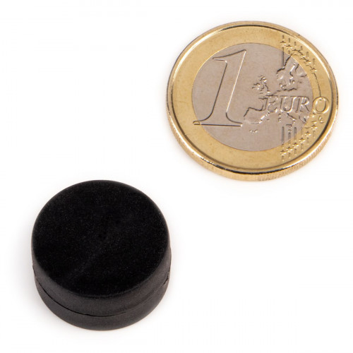 Disco magnetico neodimio Ø 19,0 x 9,5 mm gommato - nero