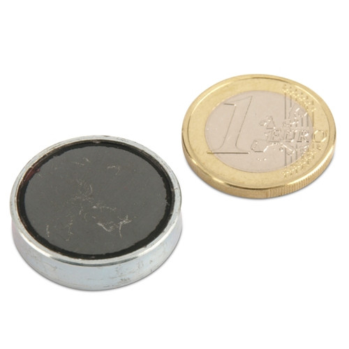 Magnete con base in ferrite Ø 25,0 x 7,0 mm, zinco - aderenza 4 kg