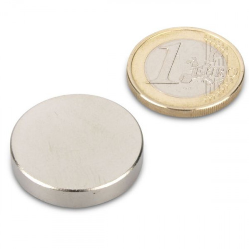 SmCo Disco magnetico Ø 25,0 x 5,0 mm S280 nichel - aderenza 5,4 kg
