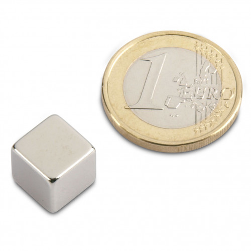Cubo magnetico 10,0 x 10,0 x 10,0 mm N42 nichel - aderenza 7 kg