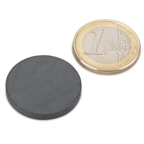 Disco magnetico Ø 25,0 x 3,0 mm Y35 ferrite - aderenza 750 g
