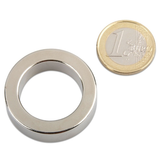 Anello magnetico Ø 35,0 x 24,0 x 10,0 mm N40 nichel - aderenza 16,8 kg