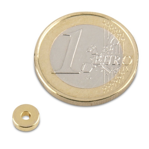 Anello magnetico Ø 6,0 x 2,0 x 2,0 mm N45 Oro - aderenza 650 g