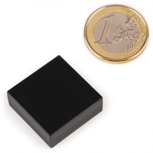 Cuboide magnetico neodimio 25,4 x 25,4 x 9,5 mm rivestimento in plastica - nero