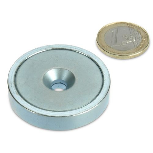Magnete con base neodimio Ø 42,0 x 9,0 mm con svasatura aderenza 55 kg